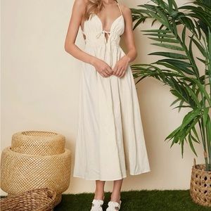 SHEIN VCAY Lace Up Backless Knot Front Cami Dress